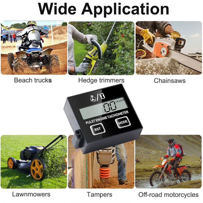 Linkhood Small Engine Tachometer, Digital Tachometer Tach Gauge Reset Function Equipped with Clip, Inductive Hour Meter for 2 Stroke 4 Stroke Small Engine for Cropper Generator Lawn Mower RV - Image 4